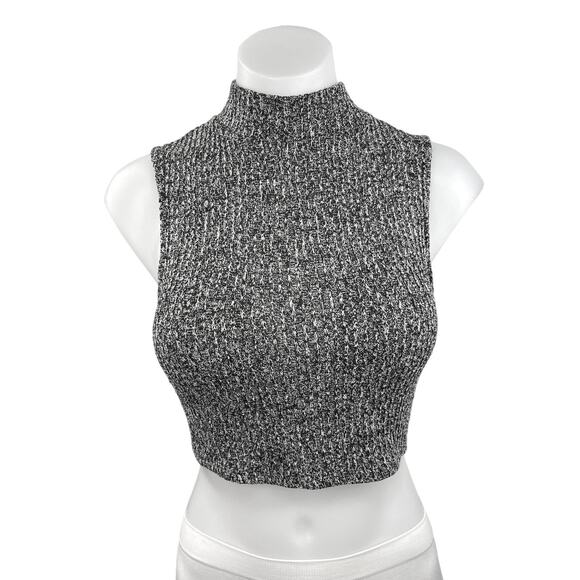 Urban Outfitter Silence + Noise Dark Gray Turtleneck Sleeveless Crop Sweater Top - Picture 1 of 4